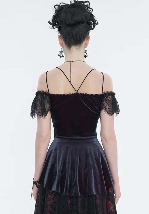 Wine Velvet Lace | OFF SHOULDER TOP*