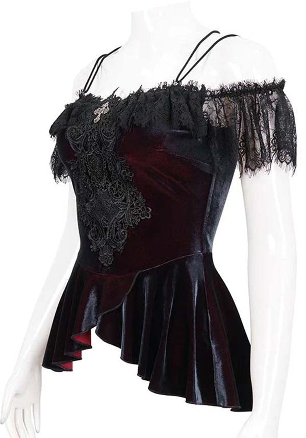 Wine Velvet Lace | OFF SHOULDER TOP*