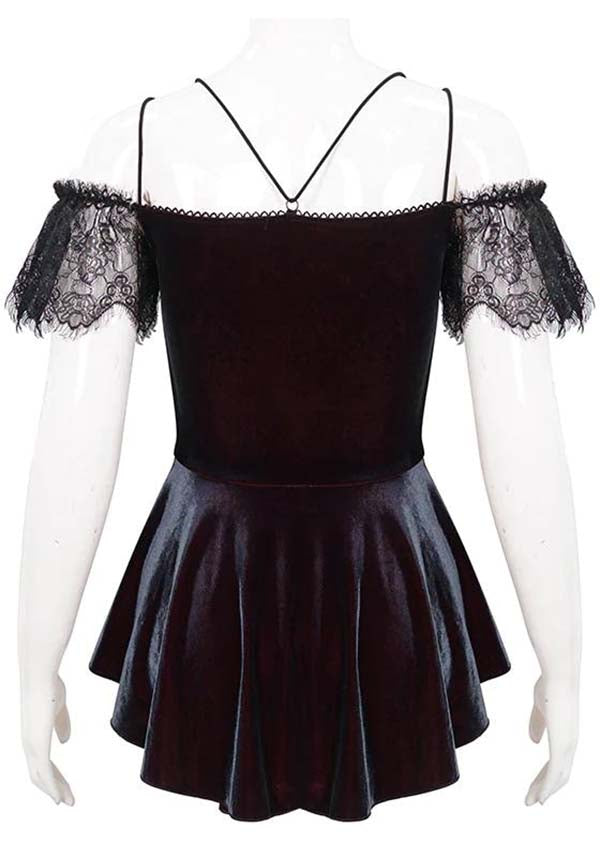 Wine Velvet Lace | OFF SHOULDER TOP*