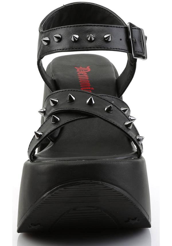 DYNAMITE-02 [Black] | PLATFORMS [PREORDER] - Beserk - all, black, clickfrenzy15-2023, demonia, demonia shoes, discountapp, fp, goth, gothic, labelpreorder, labelvegan, platforms, platforms [preorder], pleaserimageupdated, pool slides and slip ons, ppo, preorder, pricematched, punk, sandals, shoes, star, vegan, wedge, wedges