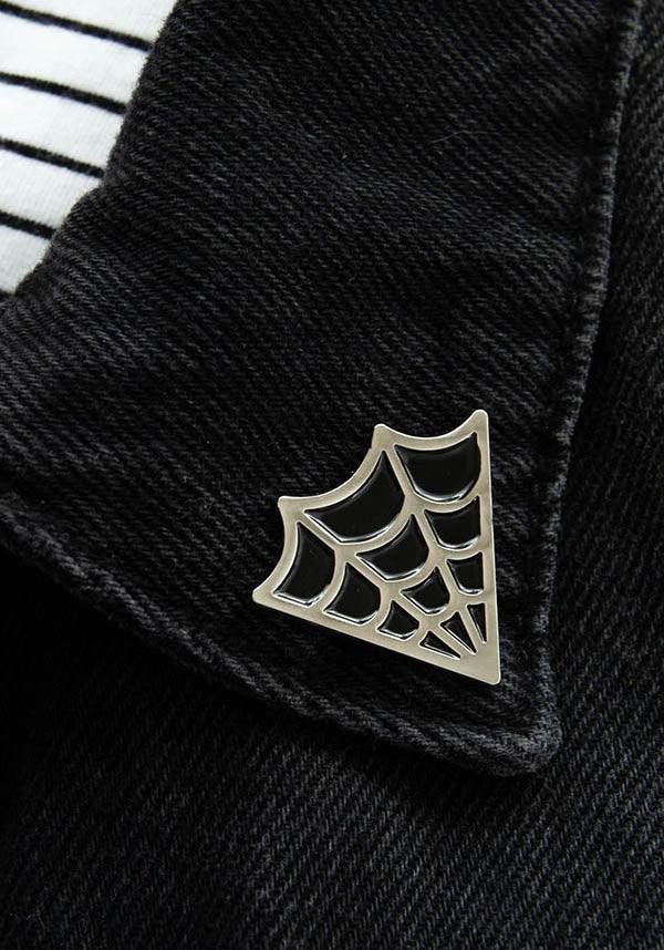 Cobweb [Black/Silver] | COLLAR POINT PIN SET - Beserk - accessories, all, badge, clickfrenzy15-2023, collar, collar pin, discountapp, EC5179, enamel pin, fp, gift, gift idea, gift ideas, gifts, gothic accessories, gothic gifts, ladies accessories, mar22, mens, mens accessories, mens gifts, pin, pins, pins and badges, R020322, repriced120623, spider web, spiderweb, web, webs