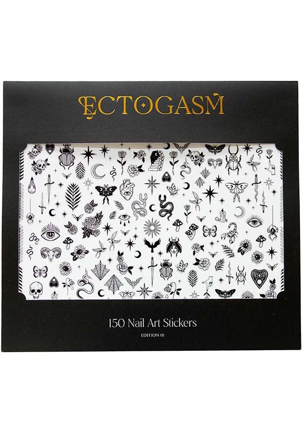 Ectogasm Edition 01 [Black] | 150 NAIL STICKERS - Beserk - all, bats, black, cosmetics, discountapp, EC7868, fp, googleshopping, goth, gothic, halloween cosmetics, jun23, labelnew, mushroom, nail, nail accessories, nail art, nail artist, nail decal, nail stickers, nails, ouija, R250623, rose, roses, snake, special effects, spider web, spiderweb, spiderwebs, spooky, stars, sticker, sticker sheet, stickers, witchy