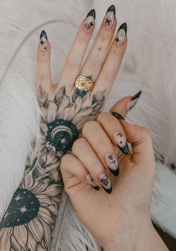 Ectogasm Edition 01 [Black] | 150 NAIL STICKERS - Beserk - all, bats, black, cosmetics, discountapp, EC7868, fp, googleshopping, goth, gothic, halloween cosmetics, jun23, labelnew, mushroom, nail, nail accessories, nail art, nail artist, nail decal, nail stickers, nails, ouija, R250623, rose, roses, snake, special effects, spider web, spiderweb, spiderwebs, spooky, stars, sticker, sticker sheet, stickers, witchy