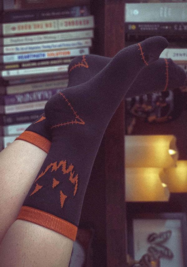 Gray Jack-O-Lantern Pumpkin | SOCKS - Beserk - all, all clothing, all ladies clothing, black, clickfrenzy15-2023, clothing, crew socks, discountapp, EC5358, fp, gift, gift idea, gift ideas, gifts, gothic gifts, halloween, halloween clothing, hosiery and socks, ladies clothing, ladies socks, mar22, mens, mens clothing, mens gifts, mens socks, mens underwear and socks, R310322, sock, socks, winter, winter clothing, winter wear