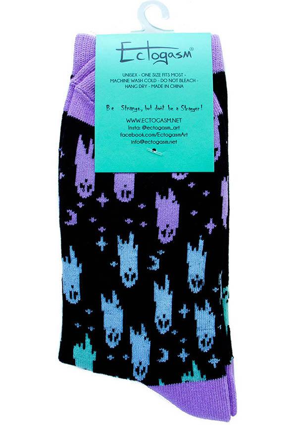 Rainbow Ghosts | CREW SOCKS - Beserk - all, all clothing, all ladies clothing, black, clickfrenzy15-2023, clothing, crew socks, discountapp, EC5179, fp, ghost, gift, gift idea, gift ideas, gift socks, gifts, hosiery and socks, ladies clothing, ladies socks, mar22, pastel goth, R020322, sock, socks, winter, winter clothing, winter wear