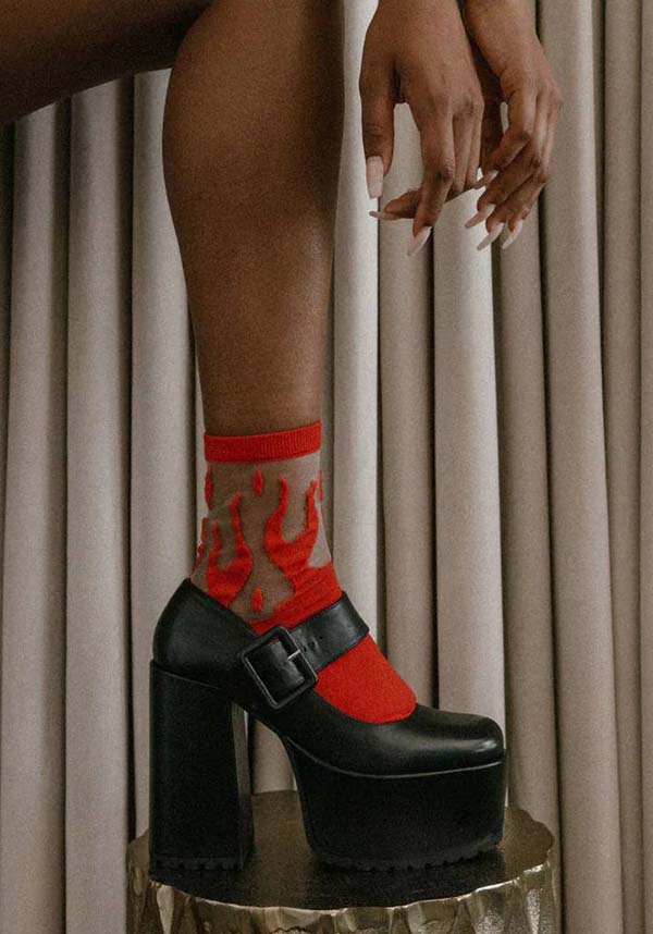 Sheer Flame [Red] | SOCKS*