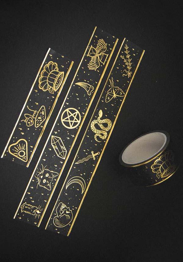 Witchy Washi [Black/Gold] | TAPE - Beserk - all, black, christmas gift, christmas gifts, clickfrenzy15-2023, discountapp, EC6336, fp, gift, gift idea, gift ideas, gifts, gold, googleshopping, gothic gifts, gothic homeware, gothic homewares, home, homeware, homewares, oct22, office, office and stationery, office homewares, r191022, stationary, stationery, sticky tape, tape, washi, witch, witchy
