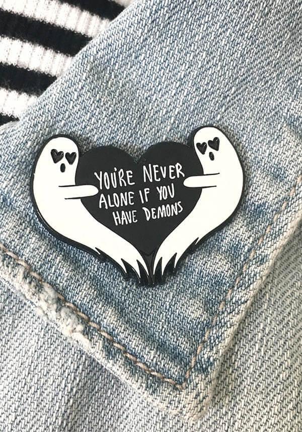You&#39;re Never Alone If You Have Demons | GHOST ENAMEL PIN - Beserk - accessories, all, badge, black, clickfrenzy15-2023, discountapp, EC5179, enamel pin, fp, ghost, gift, gift idea, gift ideas, gifts, gothic accessories, gothic gifts, halloween, halloween accessories, ladies accessories, mar22, mens, mens accessories, mens gifts, mens valentines gifts, pin, pins, pins and badges, R020322, valentines, valentines day