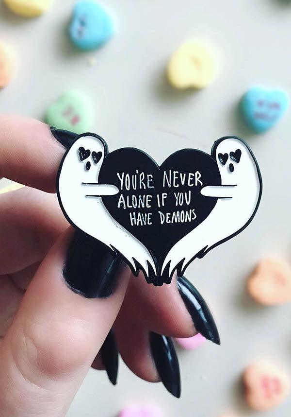 You're Never Alone If You Have Demons | GHOST ENAMEL PIN - Beserk - accessories, all, badge, black, clickfrenzy15-2023, discountapp, EC5179, enamel pin, fp, ghost, gift, gift idea, gift ideas, gifts, gothic accessories, gothic gifts, halloween, halloween accessories, ladies accessories, mar22, mens, mens accessories, mens gifts, mens valentines gifts, pin, pins, pins and badges, R020322, valentines, valentines day