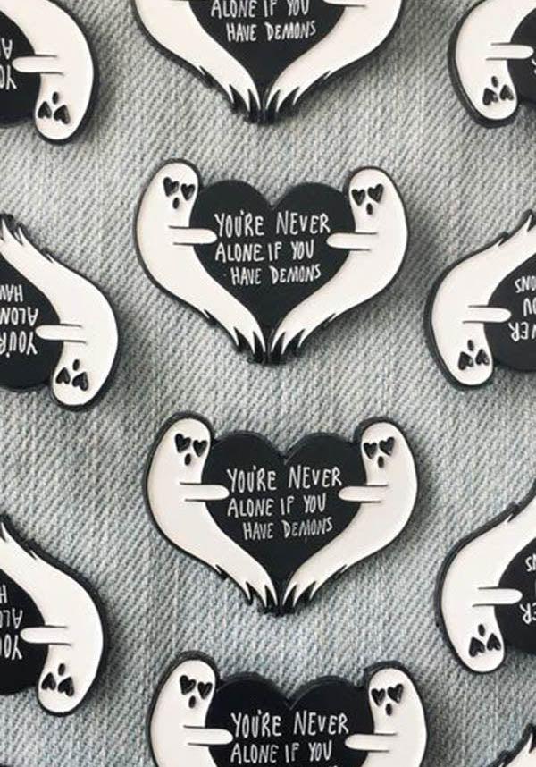 You&#39;re Never Alone If You Have Demons | GHOST ENAMEL PIN - Beserk - accessories, all, badge, black, clickfrenzy15-2023, discountapp, EC5179, enamel pin, fp, ghost, gift, gift idea, gift ideas, gifts, gothic accessories, gothic gifts, halloween, halloween accessories, ladies accessories, mar22, mens, mens accessories, mens gifts, mens valentines gifts, pin, pins, pins and badges, R020322, valentines, valentines day