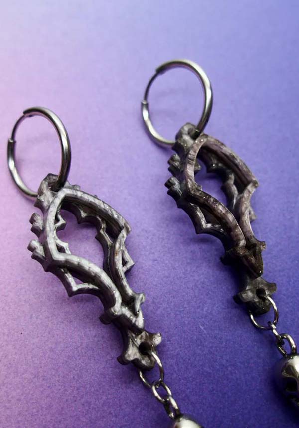 Cathedral Punk Skull Drop [Grey] | EARRINGS