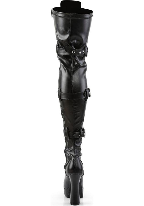 ELECTRA-3028 [Black] | BOOTS [PREORDER] - Beserk - all, black, boots, boots [preorder], clickfrenzy15-2023, discountapp, fetish, fp, goth, gothic, halloween, heels, heels [preorder], labelpreorder, labelvegan, platform heels, platforms, platforms [preorder], pleaser, ppo, preorder, shoes, thigh high, vegan