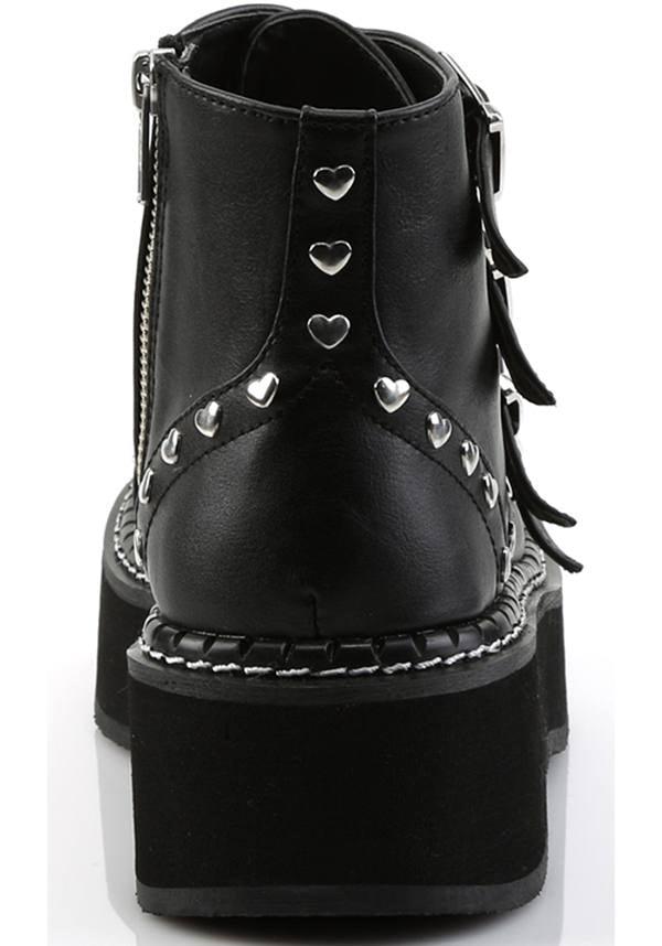 EMILY-315 [Black] | BOOTS [PREORDER] - Beserk - all, black, boots, boots [preorder], buckle, buckle up, buckles, clickfrenzy15-2023, demonia, demonia shoes, discountapp, dm18082022, flats, flats [preorder], fp, goth, gothic, grunge, labelpreorder, labelvegan, pleaserimageupdated, ppo, preorder, punk, shoes, vegan