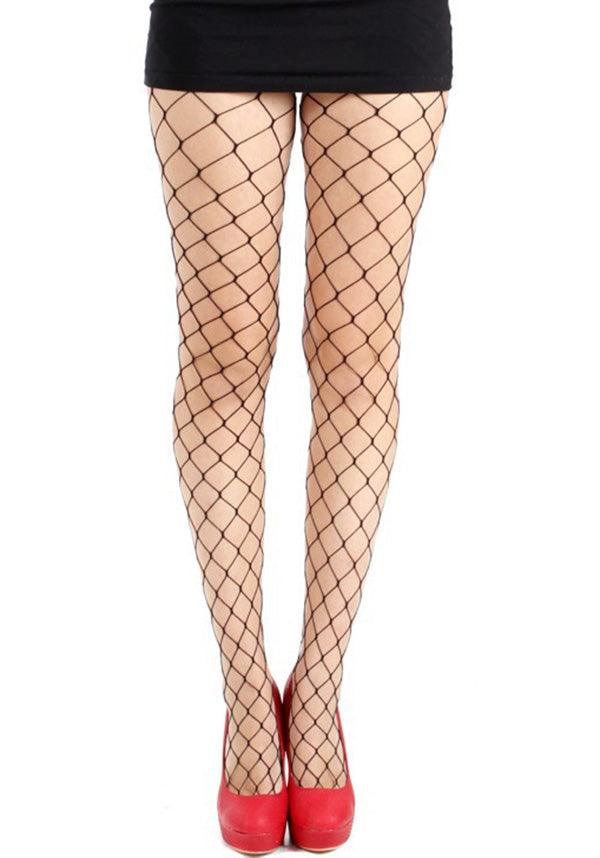 Extra Large Net [Black] | TIGHTS - Beserk - all, all clothing, all ladies, all ladies clothing, black, clickfrenzy15-2023, clothing, cosplay, costume, discountapp, edgy, fence, fish net, fp, gothic, halloween clothing, hosiery, hosiery and socks, ladies, ladies clothing, pamela mann, punk, repriced100523, rockabilly, roller derby, stockings