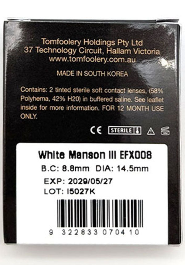 White Manson III | COSTUME CONTACT LENSES