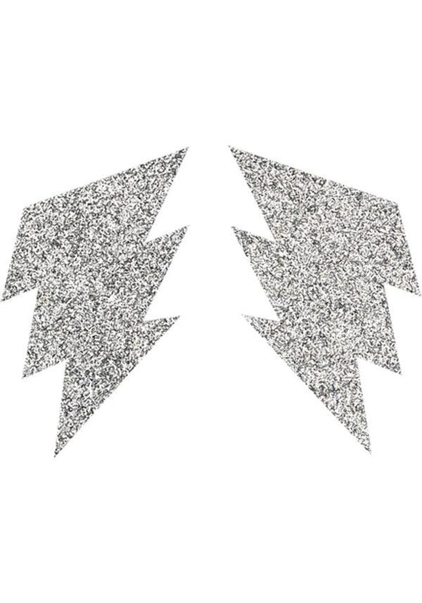 Glitter Lightning Bolt | NIPPLE PASTIES - Beserk - accessories, all, all ladies, clickfrenzy15-2023, cosplay, costume, cpgstinc, discountapp, fetish, fever, fp, glitter, halloween, halloween accessories, halloween costume, kink, kinky, ladies, ladies accessories, lightning, lightning bolt, nipple, nipple pastie, oct21, pastie, R291021, sexpo2022, silver, SMI5000005427, smiffys