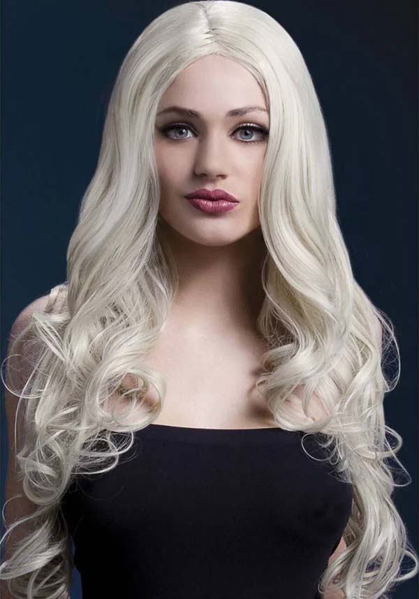 Fever Rhianne Wig Adult Blonde Long Soft Curl with Centre Parting 66cm main image 1