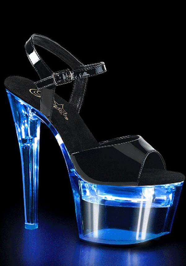 FLASHDANCE-709 [LED/ Patent Black] | PLATFORM HEELS [PREORDER] - Beserk - all, black, clickfrenzy15-2023, discountapp, fp, halloween, heels, heels [preorder], labelpreorder, labelvegan, light, light up, lights, multicolour, platform, platform heels, platforms, platforms [preorder], pleaser, pole, pole dancing, ppo, preorder, shoes, vegan