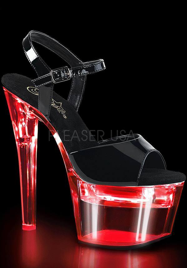 FLASHDANCE-709 [LED/ Patent Black] | PLATFORM HEELS [PREORDER] - Beserk - all, black, clickfrenzy15-2023, discountapp, fp, halloween, heels, heels [preorder], labelpreorder, labelvegan, light, light up, lights, multicolour, platform, platform heels, platforms, platforms [preorder], pleaser, pole, pole dancing, ppo, preorder, shoes, vegan