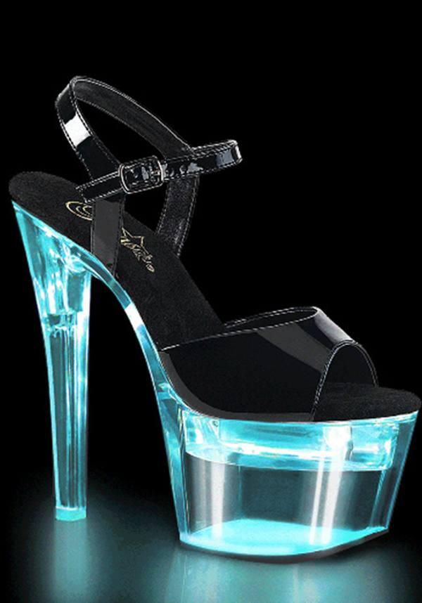 FLASHDANCE-709 [LED/ Patent Black] | PLATFORM HEELS [PREORDER] - Beserk - all, black, clickfrenzy15-2023, discountapp, fp, halloween, heels, heels [preorder], labelpreorder, labelvegan, light, light up, lights, multicolour, platform, platform heels, platforms, platforms [preorder], pleaser, pole, pole dancing, ppo, preorder, shoes, vegan