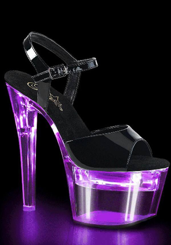 FLASHDANCE-709 [LED/ Patent Black] | PLATFORM HEELS [PREORDER] - Beserk - all, black, clickfrenzy15-2023, discountapp, fp, halloween, heels, heels [preorder], labelpreorder, labelvegan, light, light up, lights, multicolour, platform, platform heels, platforms, platforms [preorder], pleaser, pole, pole dancing, ppo, preorder, shoes, vegan