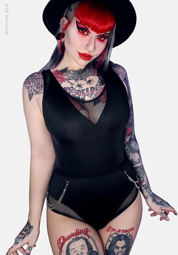 Venom Chain | ONE PIECE SWIMSUIT - Beserk - all, all clothing, all ladies clothing, black, chain, chains, clickfrenzy15-2023, clothing, discountapp, exclusive, FI5703894, fp, googleshopping, goth, goth summer, gothic, labelexclusive, ladies clothing, mesh, nov22, one piece, plus size, R201122, see through, summer, summer goth, swim, swim suit, swim wear, swimmers, swimming, swimsuit, swimwear