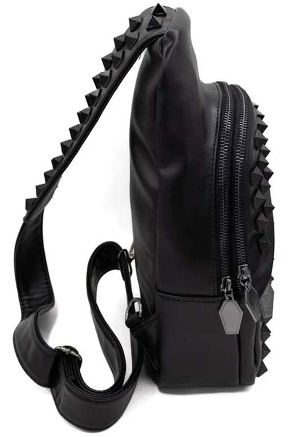 Black On Black Studded | SLING BAG