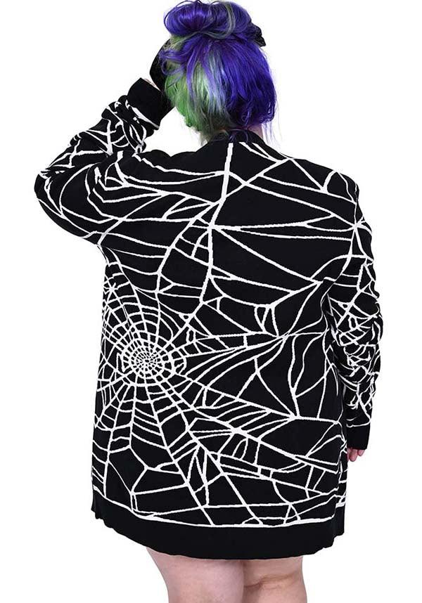 Cobwebs | CARDIGAN SWEATER - Beserk - all, all clothing, all ladies clothing, black, cardigan, clickfrenzy15-2023, clothing, discountapp, exclusive, FB107025, fp, goth, gothic, jackets and jumpers, jumper, jumpers and jackets, jun22, labelexclusive, ladies clothing, ladies outerwear, outerwear, plus size, R050622, spider web, spiderweb, spiderwebs, web, webs