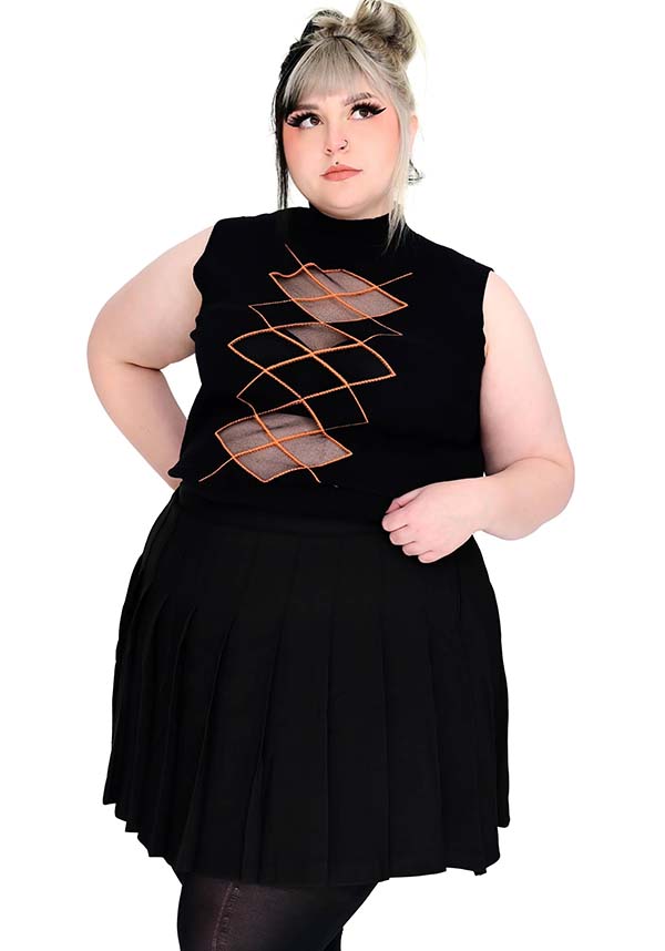 Courtney Shane's [Black/Orange] | SWEATER VEST*