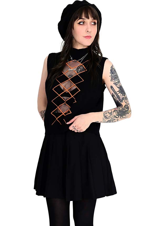 Courtney Shane's [Black/Orange] | SWEATER VEST*