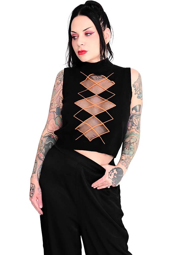 Courtney Shane's [Black/Orange] | SWEATER VEST*