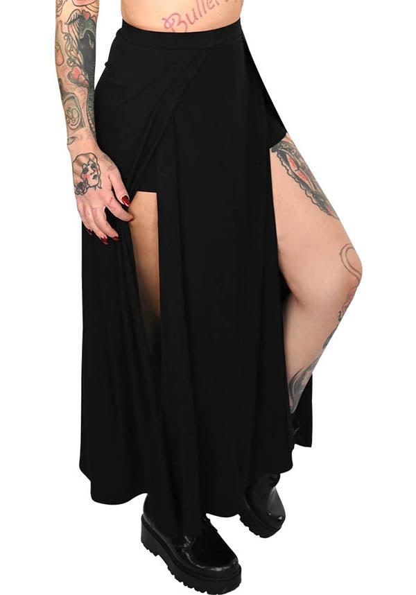 Darla | MAXI SKIRT - Beserk - all, all clothing, all ladies clothing, black, clickfrenzy15-2023, clothing, discountapp, exclusive, FB90620, feb22, fox blood, fp, goth, goth summer, goth summer clothing, gothic, labelexclusive, ladies clothing, ladies skirt, long skirt, maxi skirt, plus size, R150222, skirt, skirts, split, summer, summer clothing, summer goth, womens skirt