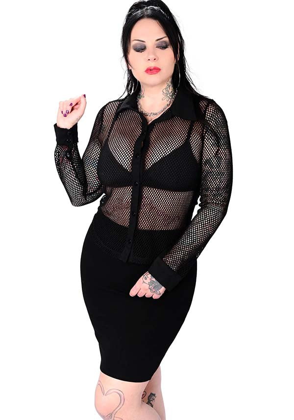 black fishnet top plus size