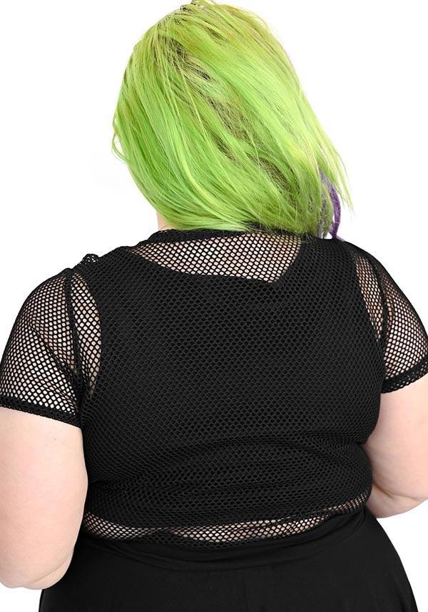 Fishnet | SHORT SLEEVE CROP TOP - Beserk - all, all clothing, all ladies clothing, black, clickfrenzy15-2023, clothing, crop top, cropped top, croptop, discountapp, exclusive, FB109869, fishnet, fox blood, fp, girls crop top, girls top, goth, goth summer, goth summer clothing, gothic, jun22, labelexclusive, ladies clothing, ladies crop top, ladies top, R150622, sheer, short sleeved top, summer, summer clothing, summer goth, tees and tops, top, tops, tshirts and tops, womens crop tops, womens top