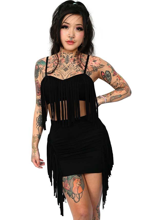 Fringe | MINI SKIRT - Beserk - all, all clothing, all ladies, all ladies clothing, apr23, black, clothing, discountapp, exclusive, FB151931, festival, fitted, fox blood, foxblood, fp, fringe, googleshopping, goth, gothic, labelexclusive, ladies, ladies clothing, ladies skirt, mini, mini skirt, party, plus, plus size, R300423, retro, short, short skirt, skirt, skirts, tassel, western, womens skirt