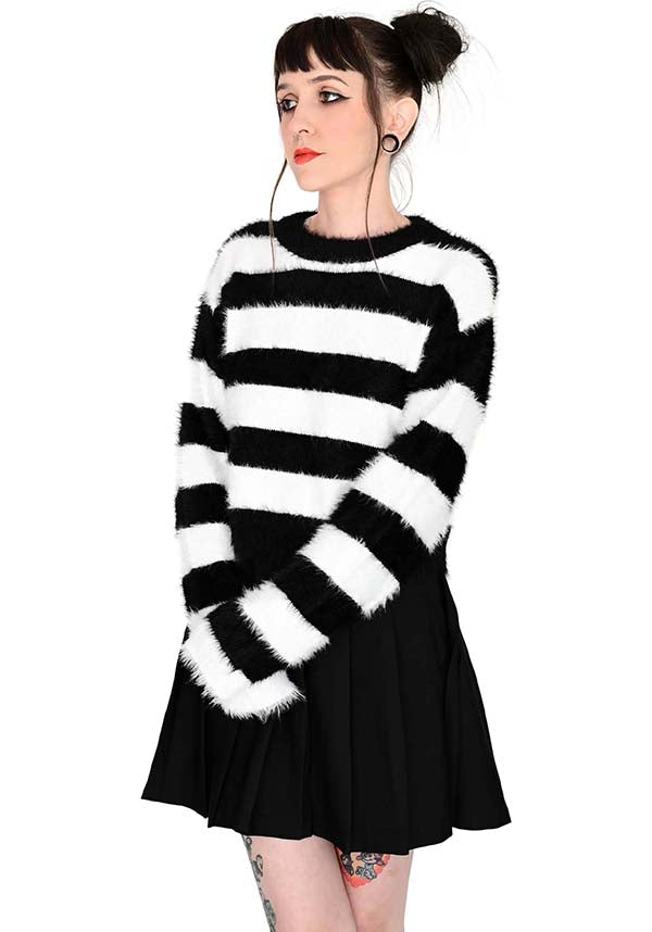 Fuzzy Striped CROP SWEATER