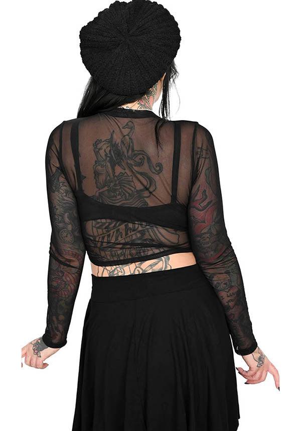 Mesh | LONG SLEEVE CROP TOP - Beserk - all, all clothing, all ladies, all ladies clothing, black, clickfrenzy15-2023, clothing, crop top, croptop, dec21, discountapp, edgy, exclusive, FB87010, fox blood, foxblood, fp, goth, gothic, labelexclusive, ladies, ladies clothing, ladies crop top, ladies tops, mesh, plus, plus size, R301221, see through, sheer, tees and tops, top, tops, tshirts and tops, winter, winter clothing
