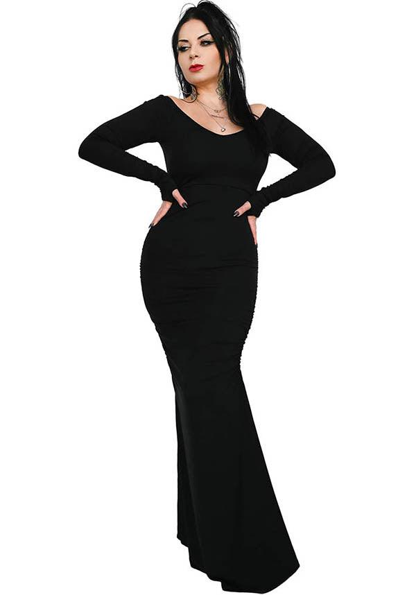 Morticia | MAXI DRESS - Beserk - all, all clothing, all ladies clothing, black, clickfrenzy15-2023, clothing, discountapp, dress, dressapril25, dresses, exclusive, FB96036, fox blood, fp, labelexclusive, ladies clothing, ladies dress, ladies dresses, long dress, long sleeve dress, long sleeved dress, mar22, maxi dress, off the shoulder, plus size, R270322, winter, winter clothing, womens dress, womens dresses
