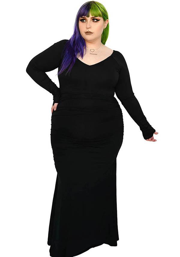 Morticia | MAXI DRESS - Beserk - all, all clothing, all ladies clothing, black, clickfrenzy15-2023, clothing, discountapp, dress, dressapril25, dresses, exclusive, FB96036, fox blood, fp, labelexclusive, ladies clothing, ladies dress, ladies dresses, long dress, long sleeve dress, long sleeved dress, mar22, maxi dress, off the shoulder, plus size, R270322, winter, winter clothing, womens dress, womens dresses