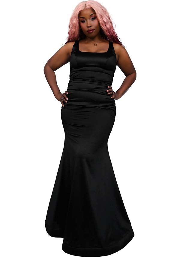 Olivia | GOWN [LIMITED EDITION] - Beserk - all, all clothing, all ladies clothing, black, clothing, discountapp, dress, dresses, exclusive, FB155433, formal, formal wear, fox blood, foxblood, fp, googleshopping, goth, gothic, gown, jun23, labelexclusive, labelnew, ladies clothing, ladies dress, ladies dresses, long dress, maxi dress, mermaid, plus, plus size, prom dress, R060623, satin, valentine, valentines, valentines day, wedding, womens dress, womens dresses