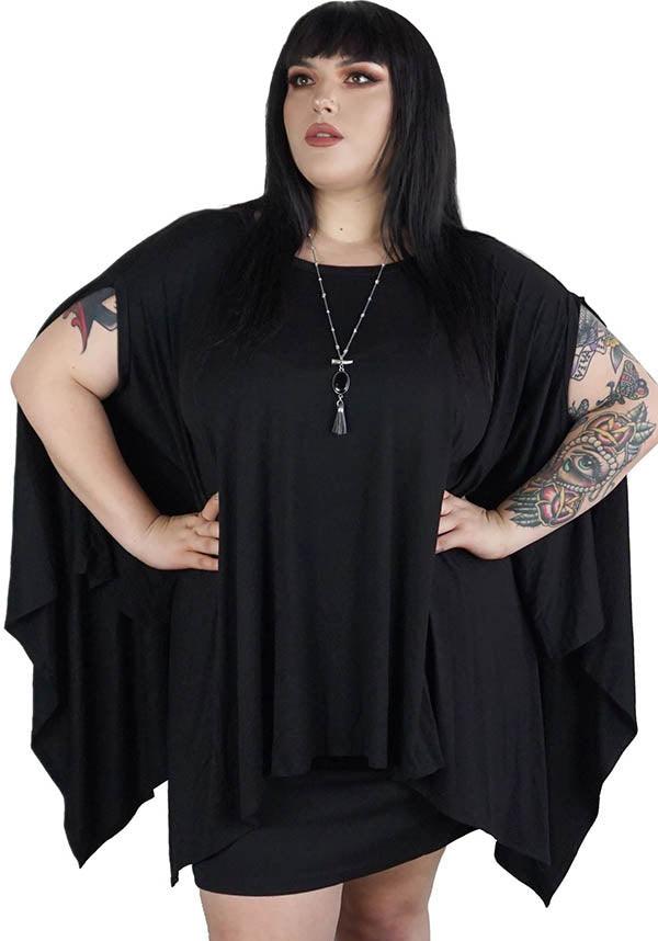 Rhiannon Flowing Oversized | TUNIC TOP - Beserk - all, all clothing, all ladies clothing, black, clickfrenzy15-2023, clothing, discountapp, exclusive, FB99873, flowing, flowy, fox blood, fp, girls top, goth, goth summer, goth summer clothing, gothic, labelexclusive, ladies clothing, ladies top, maternity, may22, oversized, R030522, summer, summer clothing, summer goth, tees and tops, top, tops, tshirts and tops, tunic, womens top