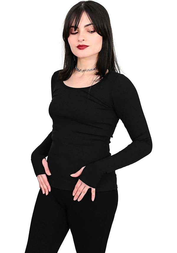 Signature Ribbed | LONG SLEEVE TOP [DAMAGED]**