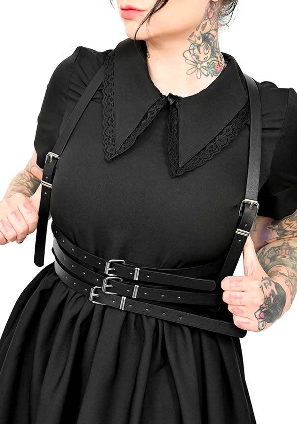 Triple Buckle | HARNESS BELT - Beserk - accessories, all, all ladies, black, body harness, buckle, buckle up, buckles, cage harness, discountapp, exclusive, FB155008, fox blood, foxblood, fp, garters and harnesses, gift, gift idea, gift ideas, gifts, googleshopping, goth, gothic, gothic accessories, gothic gifts, harness, labelexclusive, labelnew, labelvegan, ladies, ladies accessories, may23, plus, plus size, punk, R280523, silver, vegan, women, womens