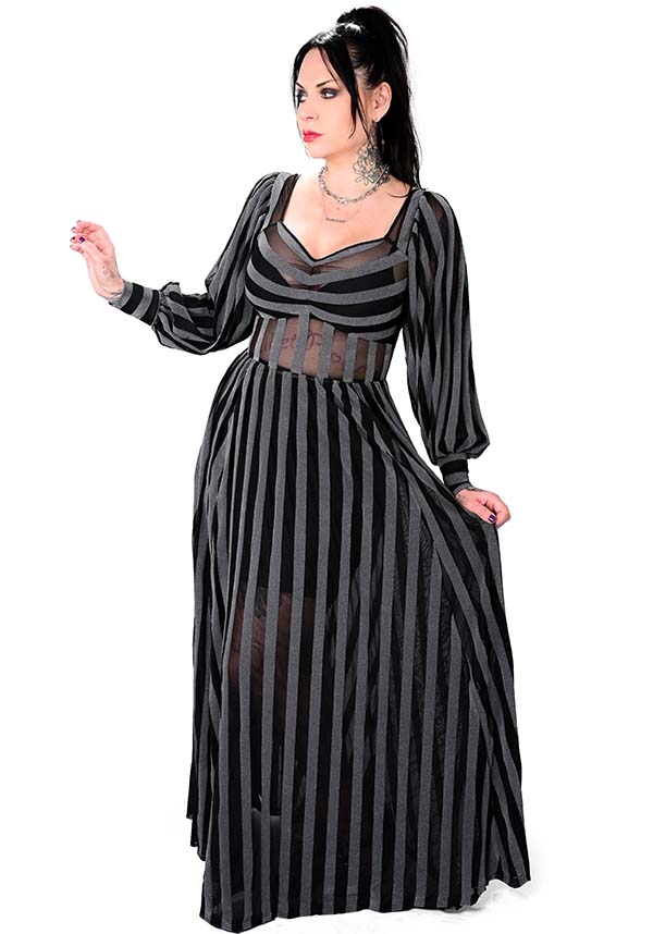 Victoria Striped [Dark Grey] | MESH GOWN*
