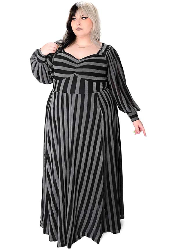 Victoria Striped [Dark Grey] | MESH GOWN*