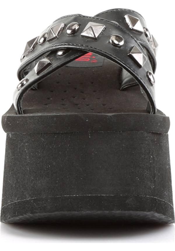 FUNN-29 [Black] | PLATFORM SANDALS [PREORDER] - Beserk - all, all ladies, black, clickfrenzy15-2023, demonia, demonia shoes, discountapp, fp, goth, gothic, labelpreorder, labelvegan, ladies, platforms, platforms [preorder], pleaserimageupdated, pool slides and slip ons, ppo, preorder, sandals, shoes, vegan