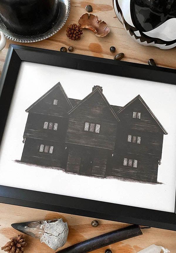 Salem Witch House | PRINT - Beserk - all, all ladies, art, art print, artist, black, clickfrenzy15-2023, discountapp, fp, ghostsofoctober, gift, gift idea, gift ideas, gifts, GO00014, goth, goth homeware, gothic, gothic gifts, gothic homeware, gothic homewares, halloween homeware, halloween homewares, haunted house, home, homeware, homewares, house, ladies, nov21, poster and tapestry, R111121, witch, witches, witchy