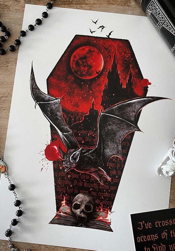 The Bat [A4] | PRINT - Beserk - all, art, art print, artist, bat, bats, black, clickfrenzy15-2023, discountapp, dracula, feb22, fp, ghostsofoctober, gift, gift idea, gift ideas, gifts, goth, goth homeware, gothic, gothic gifts, gothic homeware, gothic homewares, halloween homeware, halloween homewares, home, homeware, homewares, poster and tapestry, print, R270222, vampire, witch