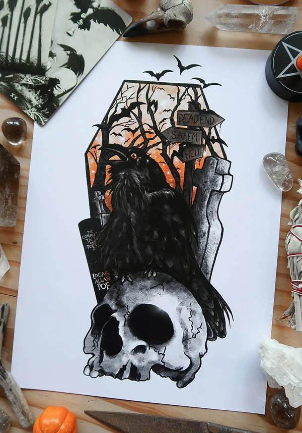 The Raven [A4] | PRINT - Beserk - all, all ladies, art, art print, artist, black, clickfrenzy15-2023, discountapp, edgar allan poe, fp, ghostsofoctober, gift, gift idea, gift ideas, gifts, GO00014, goth, goth homeware, gothic, gothic gifts, gothic homeware, gothic homewares, halloween homeware, halloween homewares, home, homeware, homewares, ladies, nov21, poster and tapestry, print, R111121, raven, the raven