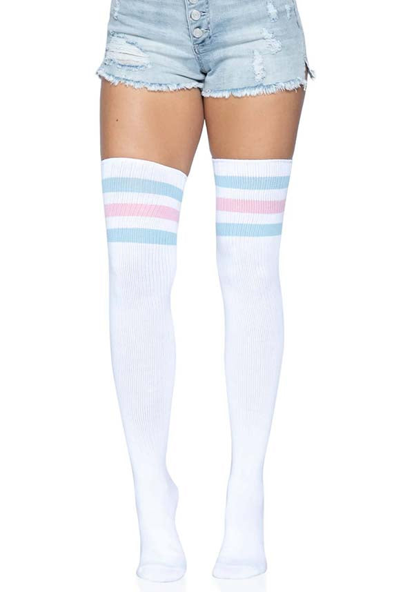 Gina Athletic [Pink/Blue] | THIGH HIGH STOCKINGS